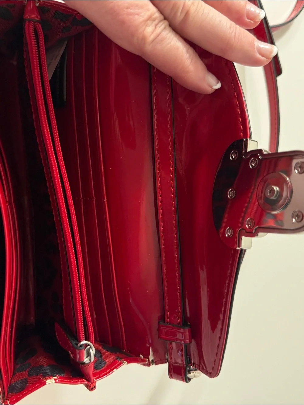 Dana Buchman Red Leather Crossbody with Silver-Tone Lock